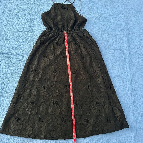 H&M Black Lace Strappy Midi Dress – Size US 6 – Open Back Floral Halter Style - Picture 9 of 12